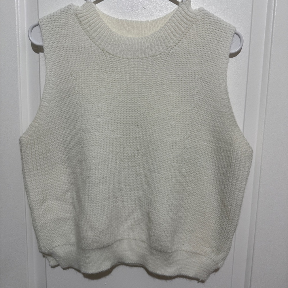 Cream Knit Sleeveless Sweater